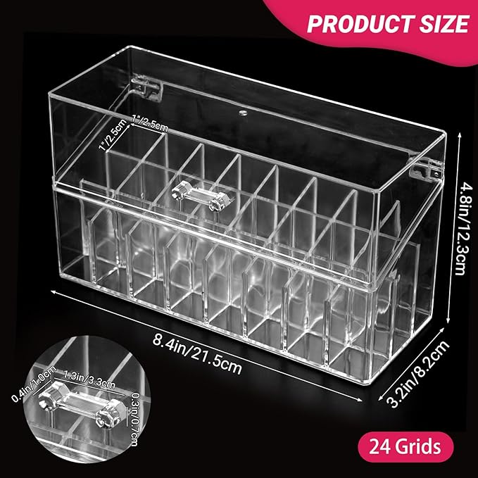 Acrylic Lip Gloss Organizer & Beauty Makeup Holder for Drawer, Cosmetics Pallets Countertop Clear Storage, 24 Space Organization Container Storage for Tall Lip Gloss, Clear