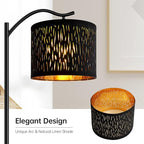 BoostArea Tree Texture Shade Floor Lamp - 8W LED Arched Standing Lamp with Linen Shade, Mid Century Design for Living Room, Bedroom, Office