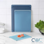 COOK WITH COLOR Extra Large Cutting Board Set, Jumbo-Sized Boards with Rubber Border for Enhanced Cooking Experience, 3-Piece, Blue