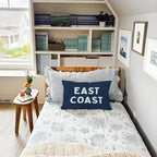 Coastal Throw Pillow Cover 12x20, Navy Blue Preppy East Coast Coquette Decor for Girls Room College Sofa Couch, Trendy Retro Dorm - Navy Blue