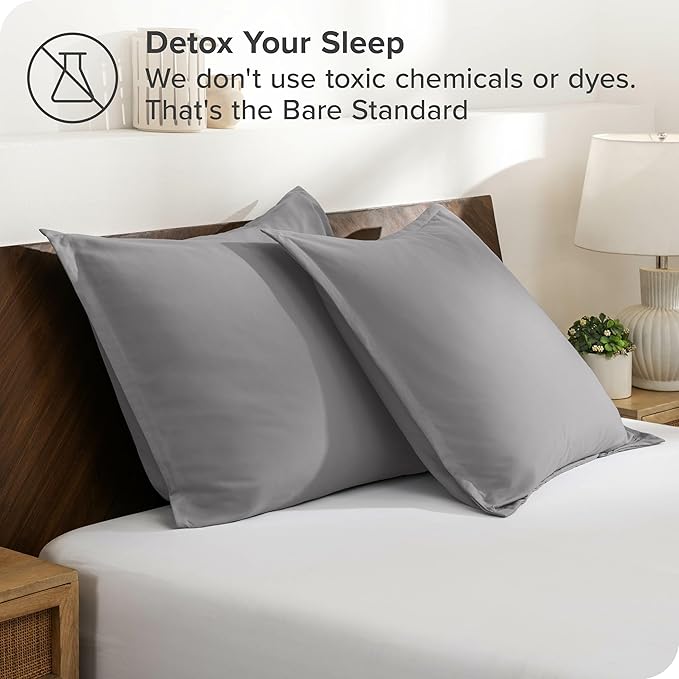 Bare Home Euro Pillow Sham Covers - Set of 2 - Premium 1800 Ultra-Soft Microfiber - Double Brushed - Bed Pillow Shams - Pillows Not Included (Set of 2, Light Grey)