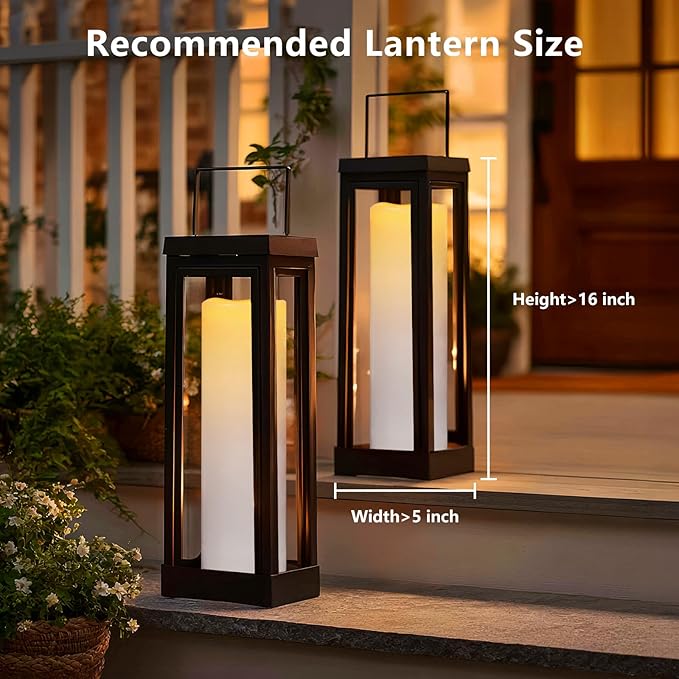 Kimjo 14" x 4" Large Outdoor Candles with Remote: Battery Operated LED Flameless Candles with Timer - Realistic Fake Waterproof Flickering Pillar Candles for Patio Porch Lanterns (White 2 Pack)