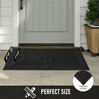 Front Door Mat, Absorbent Dirt Trapping Welcome Door Mat Indoor Outdoor, Non Slip Entry Mat, Indoor Outdoor Door Mats, Fade Resistant, Low Profile Doormat for Entryway, 29×17, Black