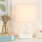 Lampwell LILA Small Modern Ceramic Table Lamp, Off White, 6.7x3.94xH11.8IN, Bulb Excluded, Kids & Night Table Lamp