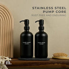 MaisoNovo Soap Dispenser 3-Piece Set | 16.9oz Black Bottles with Black Stainless Steel Pumps