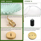 Pendant Light with Green Pleated Ceramic Lmapshade, Brass Vintage Pendant Light Adjustable Hanging Light for Kitchen Island Dining Room Hallway