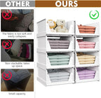 SNSLXH 5 Pack Stackable Closet Organizer Box, Multifunctional & Foldable Closet Storage Basket for Bathroom Kitchen Laundry Room Wardrobe Storage, Space-Saving Clothes Storage Drawer Organizer, Green