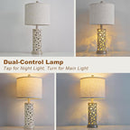 22" Dual Light Table Lamp,Lamps for Bedroom with USB A+C Charging Ports,Touch Lamp with 3-Level Dimming,Farmhouse Lamps for Living Room and Night Stands (Bulb Included)