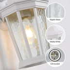 Outdoor Wall Lantern, Waterproof Exterior Wall Light Fixtures, Outdoor Porch Light Fixtures Wall Mount in White Finish with Clear Glass, Aluminum Alloy, 60W