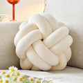 Knot Ball Pillow, Round Decorative Throw Pillows Cushion, 11 Inch Beige Soft Plush Knotted Pillows Pillow, Modern Home Throw Knot Decorative Cushion