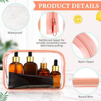 Weewooday 12 Pieces Clear Makeup Bags Cosmetic Storage Bags PVC Zipper Pouches Travel Waterproof Makeup Plastic Case for Women Organizing Toiletries Traveling Bathroom(Large,Pink)