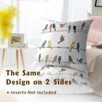 Rowley Birds Throw Pillow Covers 18x18 Set of 2 Colorful Boho Cute Farmhouse Country Nature Modern Square Pillowcases for Couch Sofa Bedroom Living Room Decor