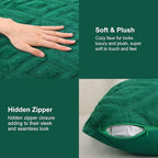 Pallene Christmas Green Throw Pillow Covers 18x18 Set of 2, Soft Plush Faux Fur Decorative Couch Pillow Covers for Sofa Bed Living Room Pillow Cases with 3D Diamond Pattern