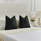 FUTEI Black Chenille Decorative Throw Pillow Covers 26x26 Inch Set of 2,Soft Cozy Faux Linen Textured Euro Pillow Shams,Farmhouse Home Decor for Couch Living Room