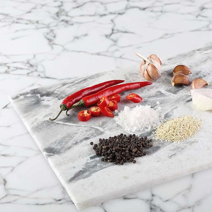 Koville Brazilian Natural Marble Cutting Board for Kitchen, 16x12inch Large Hand Crafted Marble Slab for Cheese, Charcuterie, Pastry Board - Wedding Gift, House Warming Gift