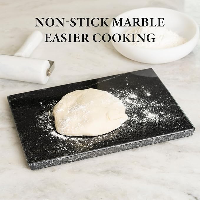 Koville Brazilian Natural Marble Cutting Board for Kitchen, 12x8inch Hand Crafted Marble Slab for Cheese, Charcuterie, Pastry Board - Wedding Gift, House Warming Gift