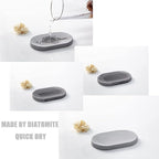 Bathroom Accessory Set Grey, Diatomite, Bathroom Accessories Countertop Complete with Electric Toothbrush Holders, Soap Dish Set