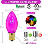 C7 Christmas String Lights-25Ft Vintage Christmas Lights with 27 Multicolor C7 Light Bulbs (2 Spare),C7 Christmas Lights Outdoor for Christmas Party Backyard Wedding- Green Wire
