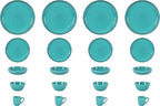 Stoneware Euro-Nordic 20pc Dinnerware Set, Shiny Turquoise Glaze with Speckle Effect