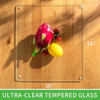 Tempered Glass Cutting Boards For Kitchen 16 x 18 - High Transparency for Countertop Protection, Scratch-Resistant, Heat-Resistant, Dishwasher safe(Large)