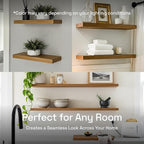 BAOBAB WORKSHOP Natural Wood Floating Shelves for Wall 16 inch - Floating Wall Shelves for Kitchen Bedroom - Wooden Bathroom Shelves - Floating Shelf - Oak Finish, 16" W x 6.7" D x 1.2”H