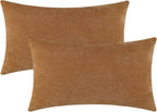 Jeneoo Golden Brown Decorative Throw Pillow Covers Soft Chenille Comfy Square Couch Cushion Cases for Living Room Sofa Decor (Set of 2, 12 x 20 Inches)