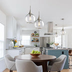 Pendant Lights Kitchen Island: Brushed Nickel Light Fixture Farmhouse with Clear Glass - 10 Inch Mid Century Globe Kitchen Lighting Fixtures Ceiling for Hallway
