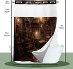 Antique Room for Study Theme Vintage Medieval Library Shower Curtain with Snap in Fabric Liner Set, Detachable Liner, See Through Mesh Top Window, Waterproof Washable 72" W x 74" H