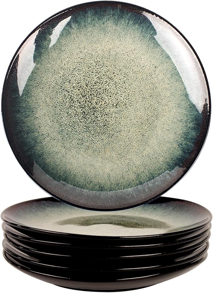 7.9 Inch Porcelain Plates Set, for Appetizer, Dinner Plates, Salad, Dessert, Snacks, Serving Plate Set of 6, Microwave and Dishwasher Safe, apply Home, Restaurant