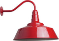Steel Lighting Co. Redondo Barn Light | Outdoor Wall Mounted | 20 inch Dome | 16 inch Gooseneck | Large Farmhouse Warehouse Light Made in America | Red Exterior/White Interior