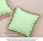 Folkulture Throw Pillow Covers | Set of 2 (18 x 18) Scalloped Pillow Cover | Decorative Pillows or Cute Outdoor Pillows | Boho Throw Pillows for Couch | Green Pillow Covers for Living Room