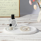 BCS Marble Jewelry Tray Trinket Dish, Decorative Cloud Vanity Key Tray for Women, Perfume Ring Holder Dish for Ring Earring, Cute Jewelry Plate Bowl Aesthetic Room Decor（White）