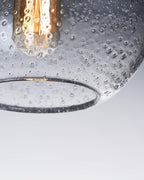 ARIAMOTION Pendant Lights Kitchen Island 3 Pack Hand Blown Glass Modern Farmhouse Lighting Clear Seeded Bubbles Dining Room Table Coffee Bar Counter Brushed Nickel Globe Shape 7.5 Inch Diam