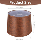 ALUCSET 2pcs Drum Lampshades Large Brown Lamp Shades, 13" Top X 15" Bottom X 11" High Replacement for Table Lamp Shades and Floor Lampshade, Spider Fitter Easy Assembly Required