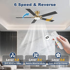 cumilo 52 inch Smart Ceiling Fan with Lights Remote,Quite DC Motor,WIFI Control via Alexa Voice,APP.Dimmable LED,Flush Mount Outdoor Indoor Ceiling Fans for Bedroom Patio Porch,Gold and White Black