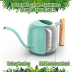 Green Moon Water Can Indoor Plant Mint Green 1.2L/41oz Metal Stainless Steel Water Can Indoor Outdoor with Long Spout for House Plant Bonsai Outdoor Garden Flowers