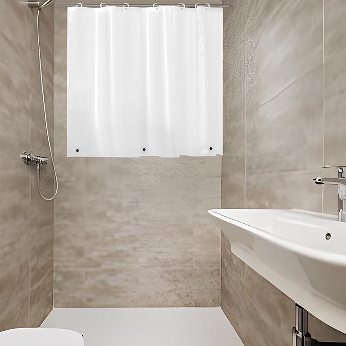 Waterproof Shower Curtain for Window Inside Shower, 24 x 30 Inches Short Length Plastic Bathroom Window Curtain Heavy Duty Vinyl with Hooks, Silky Frost, 24x30