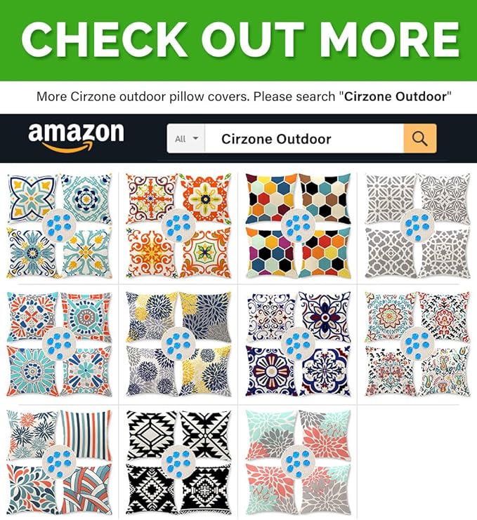 Cirzone Outdoor Pillow Covers Set of 4 Geometric Patterns Waterproof Throw Pillow Covers 18x18 inch Boho Decorations for Funiture Patio Garden Home