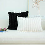 JOJUSIS Pack of 2 Faux Fur Plush Decorative Throw Pillow Covers Couch Cushion Case Soft Pillowcases (Black, 24 x 24-Inch)