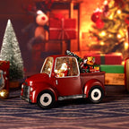 Musical Red Truck Snow Globe with Swirling Glitter with Santa, Christmas Tree,Gifts,Bear,Small Train,Christmas Decoration