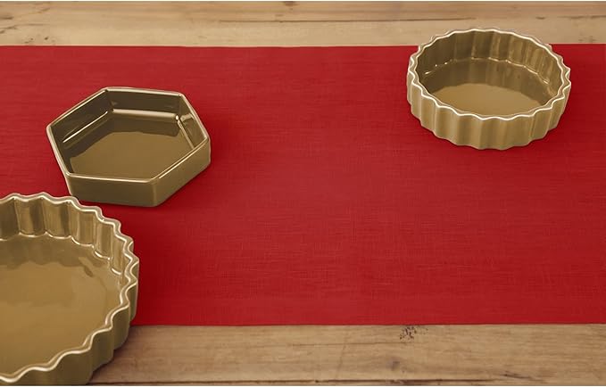 Solino Home Linen Red Table Runner 144 Inches Long - 100% Pure Linen Extra Long Table Runner 14 x 144 Inch for Christmas, Holiday - Fete