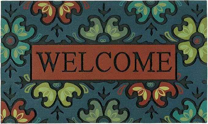 CHICHIC Door Mat Welcome Mat 18x 30 Inch Front Door Mat Outdoors for Home Entrance Outside Entry Way Doormat, Heavy Duty Non Slip Rubber Back Low Profile, Flower Welcome