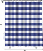 Vandarllin Rustic Navy Blue White Buffalo Check Plaid Pattern Shower Curtain, Farmhouse Shower Curtains Set with Hooks, Waterproof Fabric Bathroom Curtains Decor Home Accessories,66 X 72 Inch Long