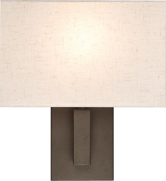 XiNBEi Lighting Bedside Wall Lamp, Single Wall Sconce Lighting with Fabric Shade Dark Bronze Reading Wall Mounted Light for Bedroom Living Room XB-W1289-DB