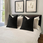 MIULEE Pack of 2 Black Decorative Pillow Covers 20x20 Inch Soft Chenille Luxurious Couch Throw Pillows Farmhouse Cushion Covers with Elegant Design for Sofa Bedroom Living Room Home Decor