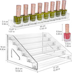 JessLab Nail Polish Organizer, Clear Acrylic Nail Polish Rack Essential Oil Holder Cosmetic Display Case Makeup Organizer Cosmetics Storage for Bathroom Vanity Countertop (6-Layer)