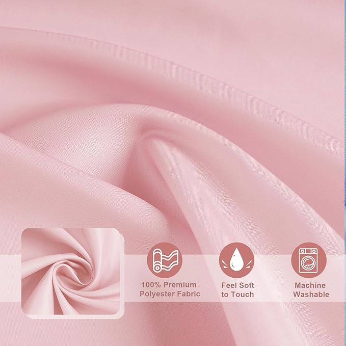 AooHome Fabric Small Shower Curtains, Cloth Ombre Pink Shower Curtain Sets, Washable Fabric Pink and White Shower Curtain, Rustic Farmhouse Bathroom Shower Curtains, 36x72 Inches