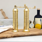 Original Greek Pepper Mill, 9-Inch Brass – European Manual Pepper Grinder, Refillable, with Polishing Cloth