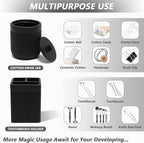 Resin Matte Black Bathroom Accessories Set 5 Pcs, Lotion Soap Dispenser, Toothbrush Holder, Bathroom Tumbler, Qtip Holder and Vanity Tray, Bathroom Countertop Organizer Set for Home Apartment