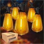 DAYBETTER 120FT Outdoor String Lights Waterproof 60 pcs Warm White LED Bulbs 2700K for Patio, Yard, Garden & Holiday Decor Durable Weatherproof Lights for Parties, Weddings, Backyard Lighting